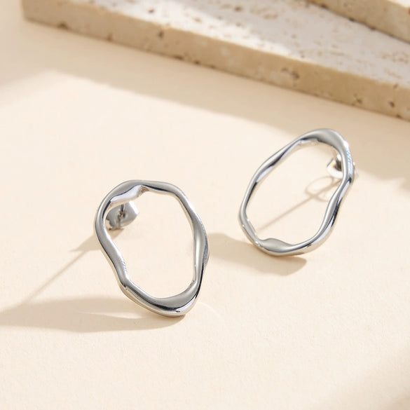 Wholesale Women's Retro Geometric Stainless Steel And 925 Silver Electroplated Earrings With Unique Niche Design