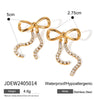 Wholesale Women's Retro Geometric Stainless Steel Bow Hanging Diamondencrusted Chain Earrings With Vacuum Electroplating