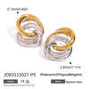 Wholesale Women's Retro Geometric Stainless Steel Electroplated Hollow Earrings With Gold And Silver Color Matching