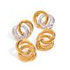 Wholesale Women's Retro Geometric Stainless Steel Electroplated Hollow Earrings With Gold And Silver Color Matching