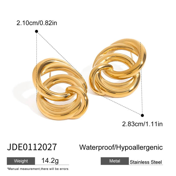 Wholesale Women's Retro Geometric Stainless Steel Electroplated Hollow Earrings With Gold And Silver Color Matching