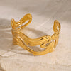 Wholesale Women's Retro Geometric Stainless Steel Electroplated Irregular Wave Rib Smooth Bracelet Jewelry