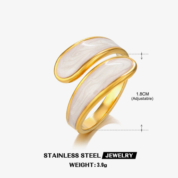Wholesale Women's Retro Geometric Stainless Steel Electroplated Opening Adjustment Ring