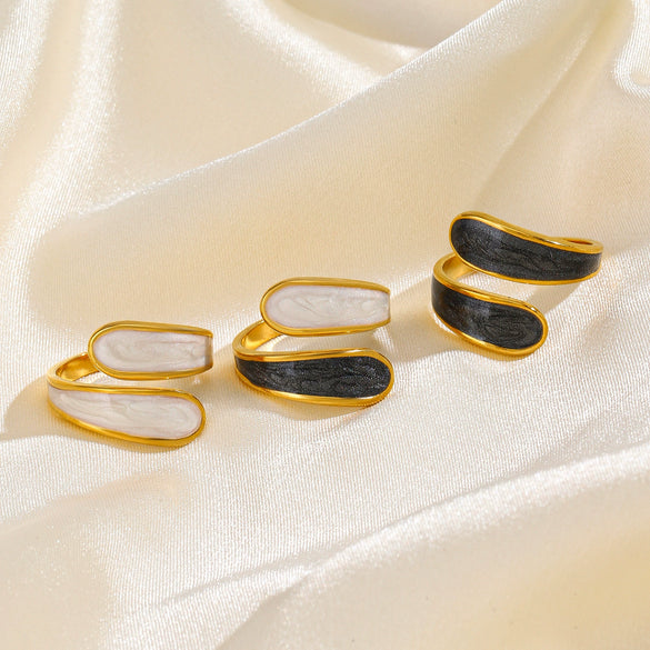 Wholesale Women's Retro Geometric Stainless Steel Electroplated Opening Adjustment Ring