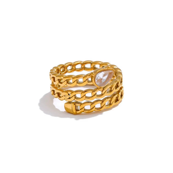 Wholesale Women's Retro Geometric Stainless Steel Electroplated Stacked Ring