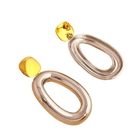 Wholesale Women's Retro Geometric Stainless Steel Gold And Silver Colormatching Electroplated Exaggerated Water Drops Earrings