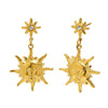 Wholesale Women's Retro Geometric Stainless Steel 18K Goldplated Earrings With Eightpointed Star Sun Emoji Pendant