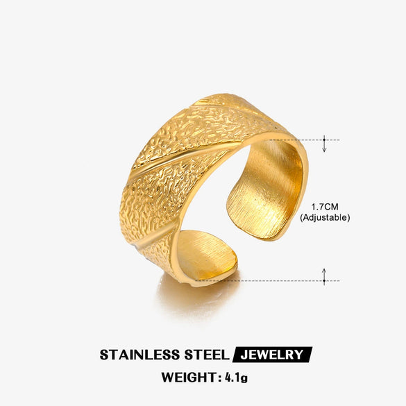 Wholesale Women's Retro Geometric Stainless Steel Oil Pressure Ring