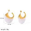 Wholesale Women's Retro Geometric Stainless Steel Resin Stud Earrings With Pvd Furnace Vacuum Real Gold Plating