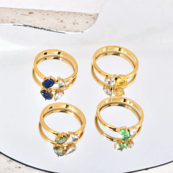 Wholesale Women's Retro Geometric Stainless Steel Ring With Electroplating