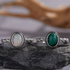 Wholesale Women's Retro Geometric 925 Sterling Silver Natural Malachite Set With Gemstones Ring
