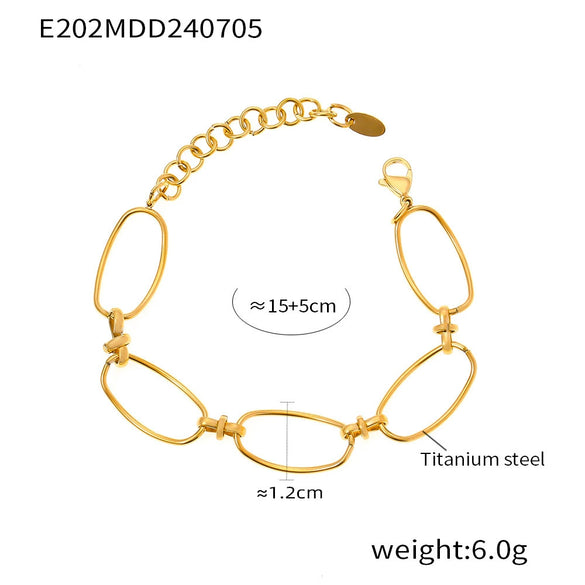 Wholesale Women's Retro Geometric Stitching Titanium Steel Chain Bracelet Plated With Real Gold