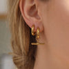Wholesale Women's Retro Geometric T Shaped Stainless Steel Earrings With Gold Tone Electroplating