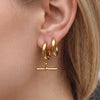 Wholesale Women's Retro Geometric T Shaped Stainless Steel Earrings With Gold Tone Electroplating