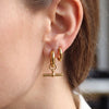 Wholesale Women's Retro Geometric T Shaped Stainless Steel Earrings With Gold Tone Electroplating