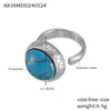 Wholesale Women's Retro Geometric Tiger Eye Stone Inlaid 316L Stainless Steel Opening Ring With Electroplating