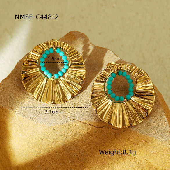 Wholesale Women's Retro Geometric Titanium Steel And Stainless Steel Electroplated Earrings