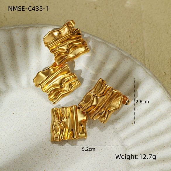 Wholesale Women's Retro Geometric Titanium Steel And Stainless Steel Electroplated Earrings