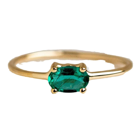 Wholesale Women's Retro Geometric Titanium Steel Birthstone Ring With Vacuum Plating 18K True Gold In Furnace