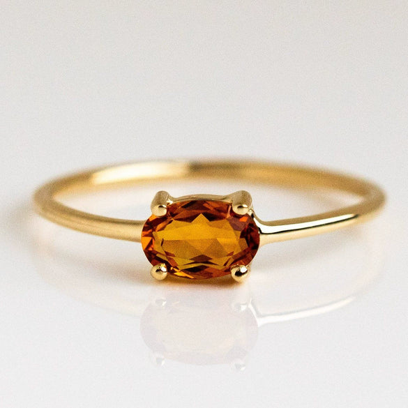 Wholesale Women's Retro Geometric Titanium Steel Birthstone Ring With Vacuum Plating 18K True Gold In Furnace