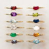 Wholesale Women's Retro Geometric Titanium Steel Birthstone Ring With Vacuum Plating 18K True Gold In Furnace