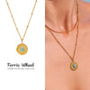 Wholesale Women's Retro Geometric Turquoise Ferris Wheel Pendant Necklace In Stainless Steel And Titanium Steel With Electroplating