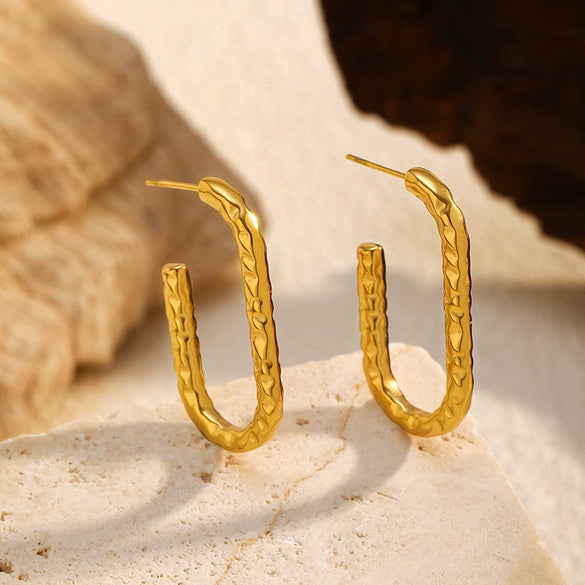 Wholesale Women's Retro Geometric Ushaped Stainless Steel Electroplated Earrings