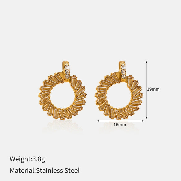 Wholesale Women's Retro Geometric Ushaped Stainless Steel Electroplated Earrings