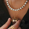 Wholesale Women's Retro Gold Electroplated Copper Eyeshaped Pendant Necklace Stacking Style