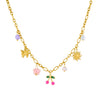 Wholesale Women's Retro Goldplated Stainless Steel Fruitshaped Sun Butterfly Pendant Necklace With O Word Chain