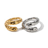 Wholesale Women's Retro Hammer Open Ring Fashion Elegant Titanium Steel Bracelet In Steel Color With Geometric Pattern And 18K Gold Electroplating