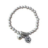 Wholesale Women's Retro Handmade Silver Beaded Bracelet With Animals Zodiac Pattern And Elastic Rope