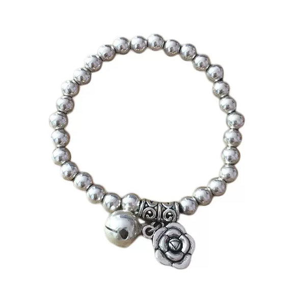Wholesale Women's Retro Handmade Silver Beaded Bracelet With Animals Zodiac Pattern And Elastic Rope