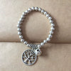 Wholesale Women's Retro Handmade Silver Beaded Bracelet With Animals Zodiac Pattern And Elastic Rope