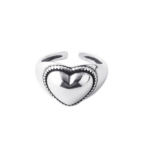Wholesale Women's Retro Heartshaped Alloy Ring With Electroplating