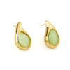 Wholesale Women's Retro Highend Dropshaped Titanium Steel Earrings Inlaid With Color Natural Stone And Electroplated