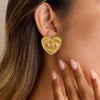 Wholesale Women's Retro Highend Electroplated Stainless Steel Heart Shape Geometric Earrings
