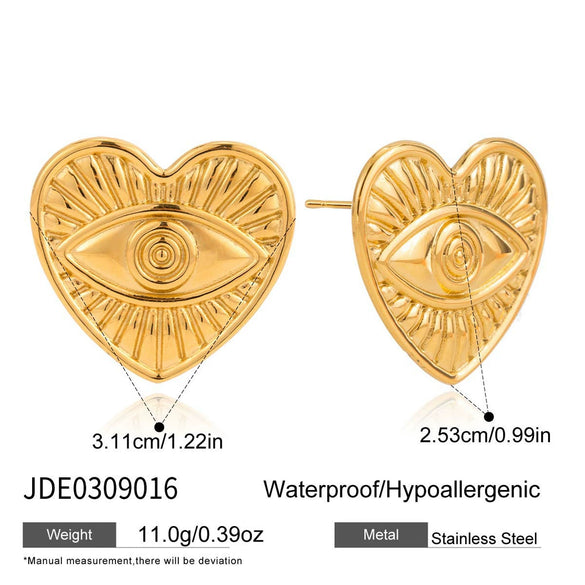 Wholesale Women's Retro Highend Electroplated Stainless Steel Heart Shape Geometric Earrings
