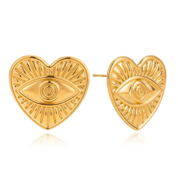 Wholesale Women's Retro Highend Electroplated Stainless Steel Heart Shape Geometric Earrings