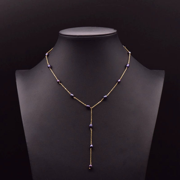 Wholesale Women's Retro Highend Freshwater Pearl Geometric Style Necklace With Electroplating And Regular Chain