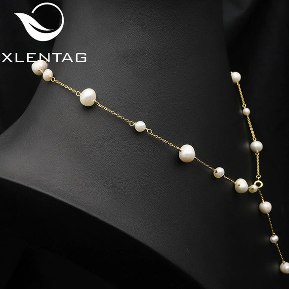 Wholesale Women's Retro Highend Freshwater Pearl Geometric Style Necklace With Electroplating And Regular Chain