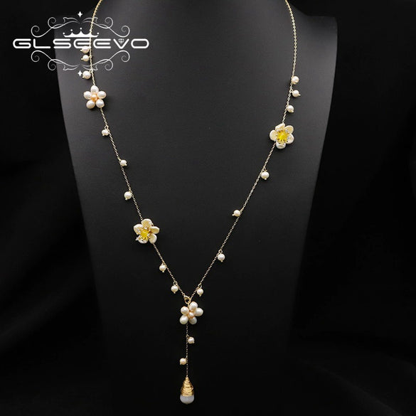 Wholesale Women's Retro Highend Freshwater Pearl Geometric Style Necklace With Electroplating And Regular Chain
