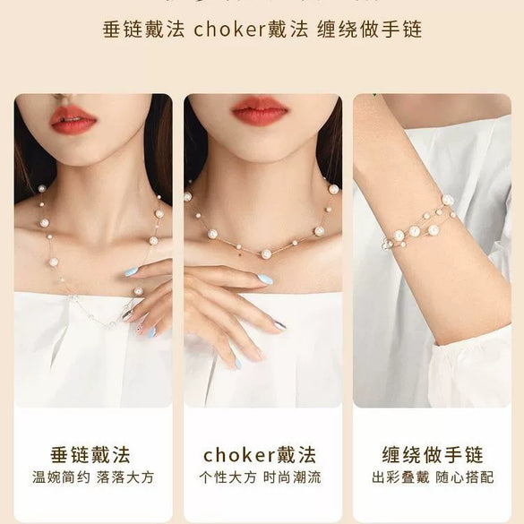 Wholesale Women's Retro Highend Freshwater Pearl Geometric Style Necklace With Electroplating And Regular Chain