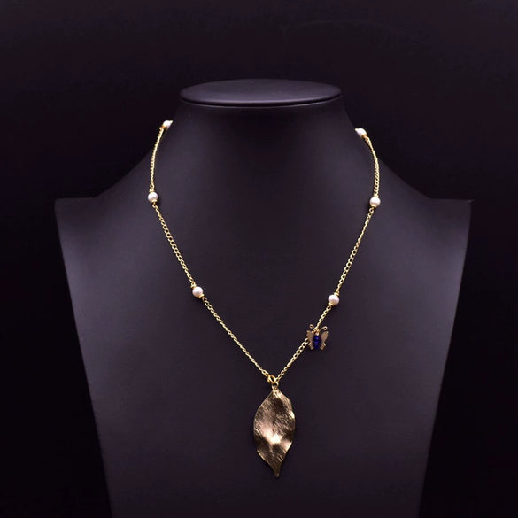 Wholesale Women's Retro Highend Freshwater Pearl Geometric Style Necklace With Electroplating And Regular Chain