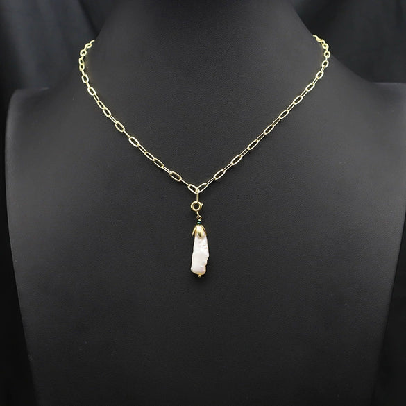 Wholesale Women's Retro Highend Freshwater Pearl Geometric Style Necklace With Electroplating And Regular Chain