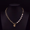 Wholesale Women's Retro Highend Freshwater Pearl Geometric Style Necklace With Electroplating And Regular Chain