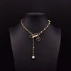 Wholesale Women's Retro Highend Freshwater Pearl Geometric Style Necklace With Electroplating And Regular Chain