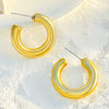Wholesale Women's Retro Highend Hollow Geometric Copper Goldplated Hoop Earrings