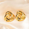 Wholesale Women's Retro Highend Titanium Steel Heart Shape Pleated Texture Electroplated Earrings