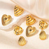 Wholesale Women's Retro Highend Titanium Steel Heart Shape Pleated Texture Electroplated Earrings